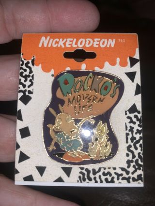 1990s Nickelodeon Rocko ' s Modern Life Promo Pin On Card Nos vintage 90s 2