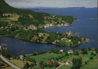 Norway Aerial View Of Vage Postcard Vintage Post Card