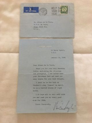 Vivien Leigh Vintage Typed Letter Signed January 19,  1966.  Letter Of Authenticity