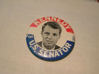 York Us Senator Robert Kennedy Campaign Pinback Button Lg.  3 1/4 Inch.