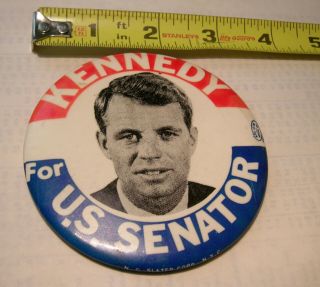 York US Senator Robert Kennedy Campaign Pinback Button LG.  3 1/4 INCH. 3