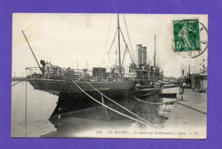 Cruise Ship Le Bateau De Southampton A Quai Vintage Postcard 770