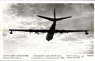 Vintage Aviation Postcard - Flying Boat,  Saunders - Roe Princess In 1953