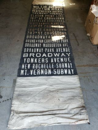 Vintage 1920s York City Subway Train Car Side Route Roll Sign