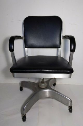 Vintage Industrial Mcdonnell Aircraft Aluminum Tanker Office Chair Mcm Space Age