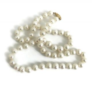 Vintage Fine Freshwater Pearl Necklace 14k Yellow Gold Clasp,  18 Inches,  7 Mm