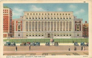 York City South Hall Columbia University Vintage Linen Postcard View