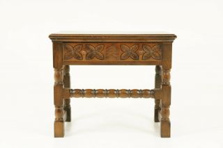 Antique Vintage Carved Oak End Table / Drawers Scotland 1940,  B1736