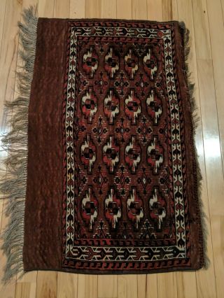 Antique Hand Knotted Russian Turkmenistan Yomut Rug Wall Mount 53 " X 28 "