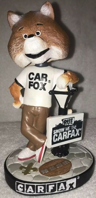 Carfax Car Fox Bobblehead " Orleans Edition” 2017 Who Dat Rue Nola