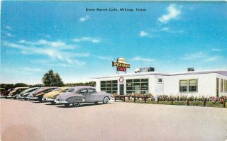 Millsap Tx River Ranch Cafe Vintage Autos Roadside Chrome Postcard