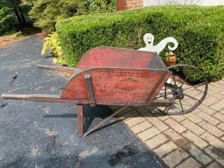 Antique Wheelbarrow W.  Bingham Hardware Cleveland Ohio Vintage Farm Yard Decor