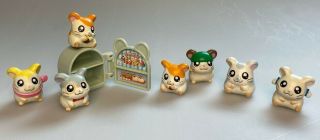 Vintage 2000s Hamtaro Toy Figure Pencil Toppers Set Of 7 Ham Hams Epoch Japan