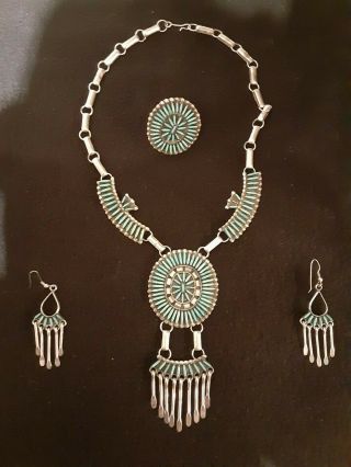 Vintage Native American Sterling Silver And Turquoise Necklace Signed Dj Ghahate