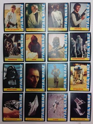 1977 Star Wars Wonder Bread Trading Cards Complete Set Of 16