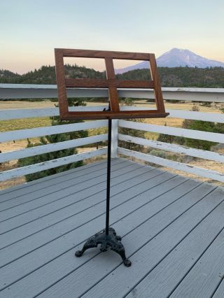 Vintage K&b Music Stand - Cast Iron And Oak - Late 1800 