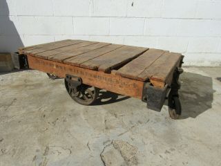 Lineberry Cart 10 Vintage Coffee Table Tulip Wheels Steampunk (we Ship Freight)