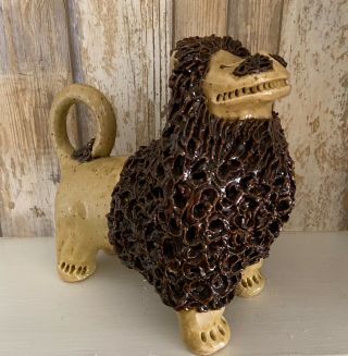 Early Signed Owens Billy Ray Hussey Vintage Folk Art Pottery Lion