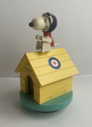 Vintage Snoopy Flying Ace Dog House Music Box 1968 Plays “over There”