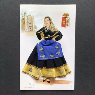 Valladolid Embroidered Elsi Gumier Signed Art Vintage Spain Postcard Vg,  29