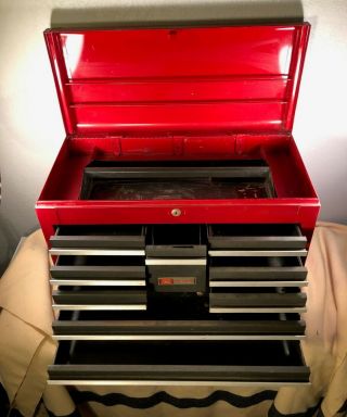 Large Vintage Craftsman 10 Drawer Top Chest Tool Box USA with Keys & Tray 3
