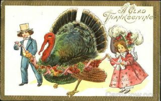 Children A Glad Thanksgiving Antique Postcard Vintage Post Card