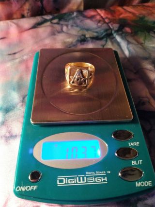 Vintage 10k Yellow Gold Ring Mens Mason 10.  37g Size 11.  5