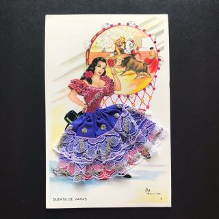 Suerte De Varas Embroidered Elsi Gumier Signed Art Vintage Spain Postcard Vg,  4