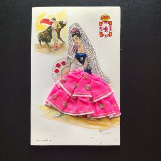 Andalucia Embroidered Elsi Gumier Signed Art Vintage Spain Postcard Vg,  7