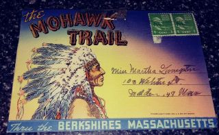 Vintage Berkshires Massachusetts Ma Mohawk Trail Fold - Out Linen Post Cards