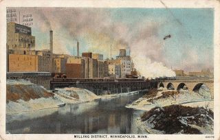 Vintage Gold Medal Flour Milling District Minneapolis Minn Steam Train Postcard