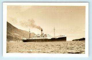 C1930s View Of Ss Baranoff Steamship In Alaska - Vtg Photo Rppc