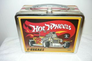 1998 Hot Wheels T - Bucket Lunch Box With Thermos Lunch Pal