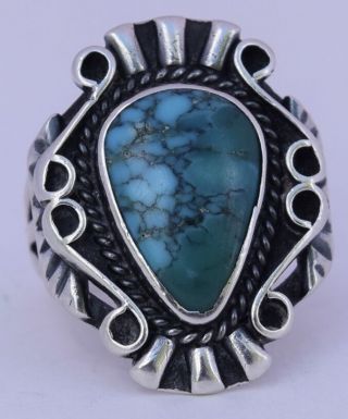 Vintage Native American Navajo Sterling Silver Unusual 2 Color Turquoise Ring