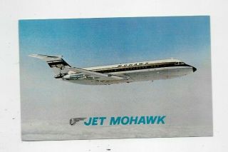 Vintage Chrome Postcard Mohawk Airline One - Eleven Fan Jet Rolls Royce M744