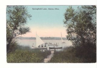 Springfield Lake,  Sailboats,  Akron,  Ohio,  Vintage Postcard