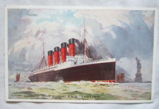Vintage Postcard Cunard Line Ocean Liner Rms Lusitania Ship R.  M.  S.  Steam Boat Nr