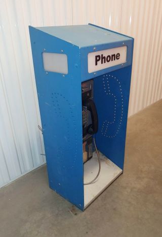 Vintage Outdoor Pay - Phone Booth Box Light Enclosure Only Plz Read Metal Payphone