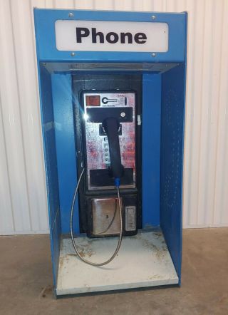 Vintage Outdoor Pay - Phone Booth Box Light Enclosure ONLY PLZ READ metal payphone 2