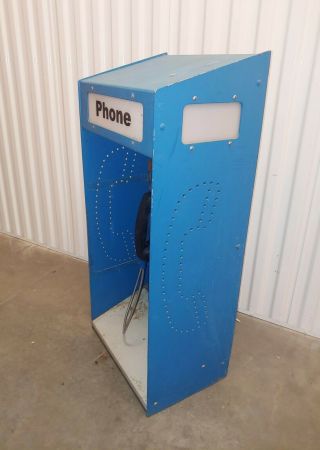 Vintage Outdoor Pay - Phone Booth Box Light Enclosure ONLY PLZ READ metal payphone 3