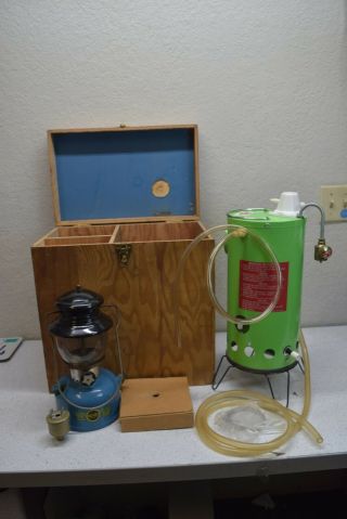 Vntg Set Little Sizzler Propane Hot Water Heater & Sears Craftsman Lantern W Box