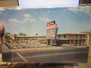 Vintage Old Postcard Nevada Las Vegas City Center Motel Fremont Street Pool Sign