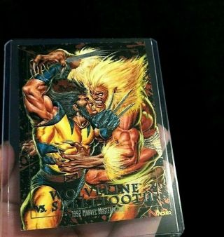 Wolverine Vs Sabretooth Battle 3 - D 1992 Marvel Masterpieces Skybox Card Grail