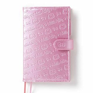 Hello Kitty Diary Schedule Planner Pink Embossed Cover Book 2021 Sanrio Japan
