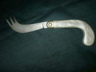 Vintage Civil War Veteran One Arm Pressed Button Knife Co Knife/fork Walden Ny