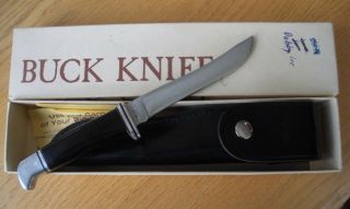 Vintage Buck 105 Pre Date Code 2 Line Inverted Tang Knife W/ Box