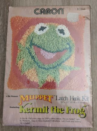 Vintage Caron Muppet Kermit The Frog Latch Hook Kit 1979