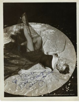 Legendary American Beauty,  Actress Ava Gardner,  Autographed Vintage Studio Photo