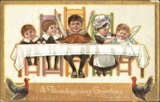 Children A Thanksgiving Greeting Antique Postcard Vintage Post Card