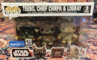 Funko Pop Star Wars Walmart Exclusive 3 Pack Ewoks Teebo,  Chief Chirpa & Logray